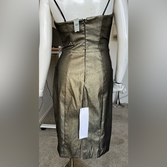 Cache 2 Metallic Gold Midi Vintage Dress- MADE IN THE US- it has POCKETS! - Picture 9 of 14